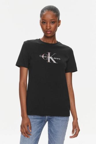 CK Jeans γυναικείο βαμβακερό T-shirt με μεταλλικό λογότυπο - J20J223264 Μαύρο